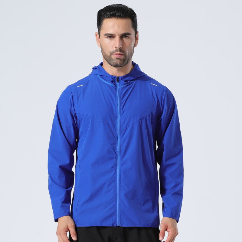 Herren Premium Qualität Reflektierende Streifen Sport Lauf Kapuzenoberteil Wasserdichte Outdoor Windrunner Gym Workout Jacken