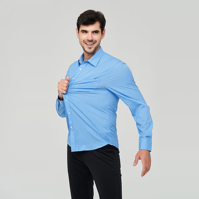 Herrenhemden Langarm Elastisch Falten Formelle Business Camisas Shirts | A7