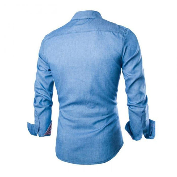 Herren Einfarbig Langarmhemd Slim Fit Business Casual Hemden | 1800-NY13