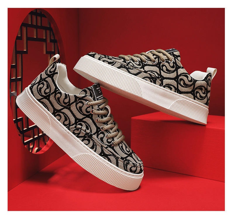 Herren Freizeitschuhe aus besticktem Stoff, niedrige Sneakers, weiche Sohle, trendige Sportschuhe | T24