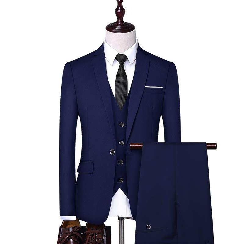 3-teiliger Slim Fit-Anzug für Herren in luxuriöser Qualität fürs Büro, Hochzeit, formelle Kleidung, Bräutigam, Business-Jacke, Weste und Hose | AD3006