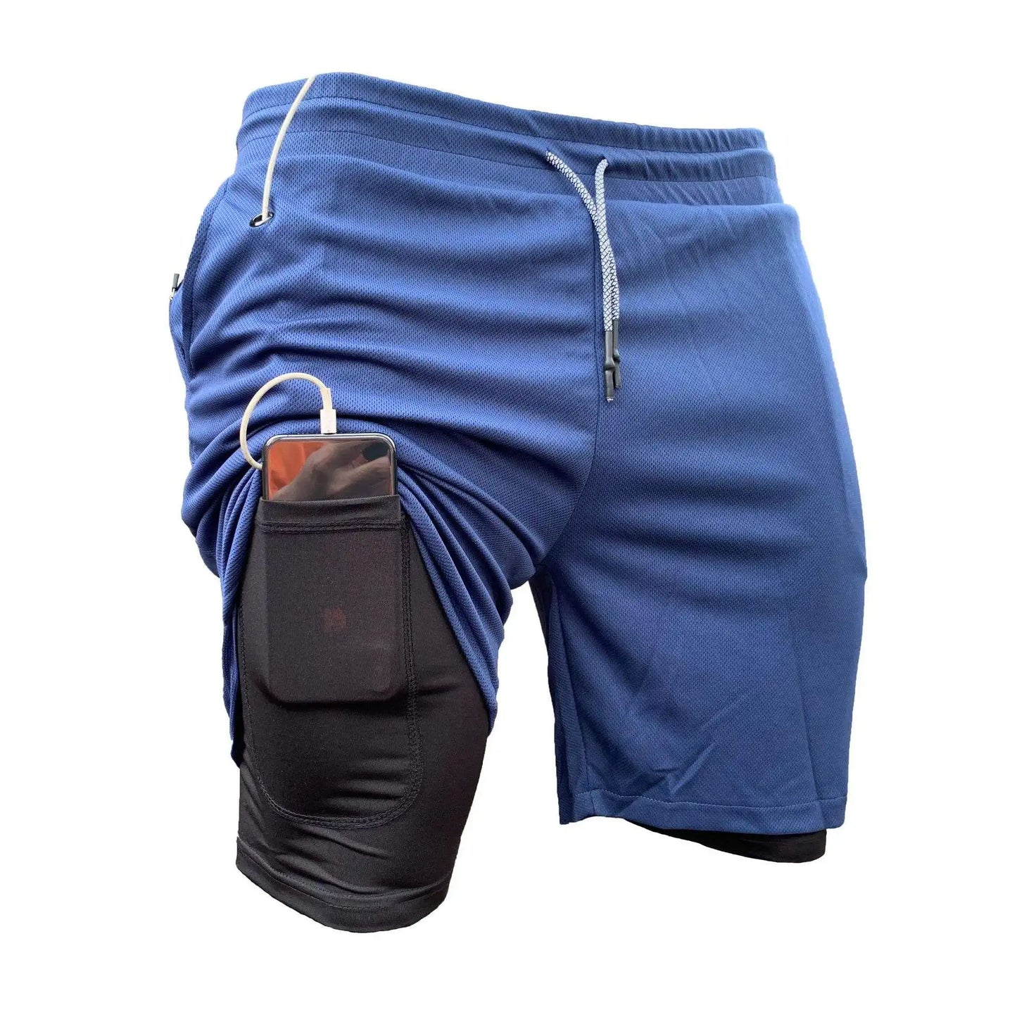 Zweilagige Sportshorts für Herren, schnelltrocknend, leicht dehnbar, Trainingshose | DK-871