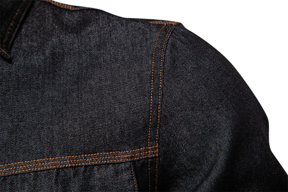 Herren-Jeanshemd mit verwaschenem Muster – Langarm, 100 % Baumwolle, lässiges Button-Up-Oberteil | 6025