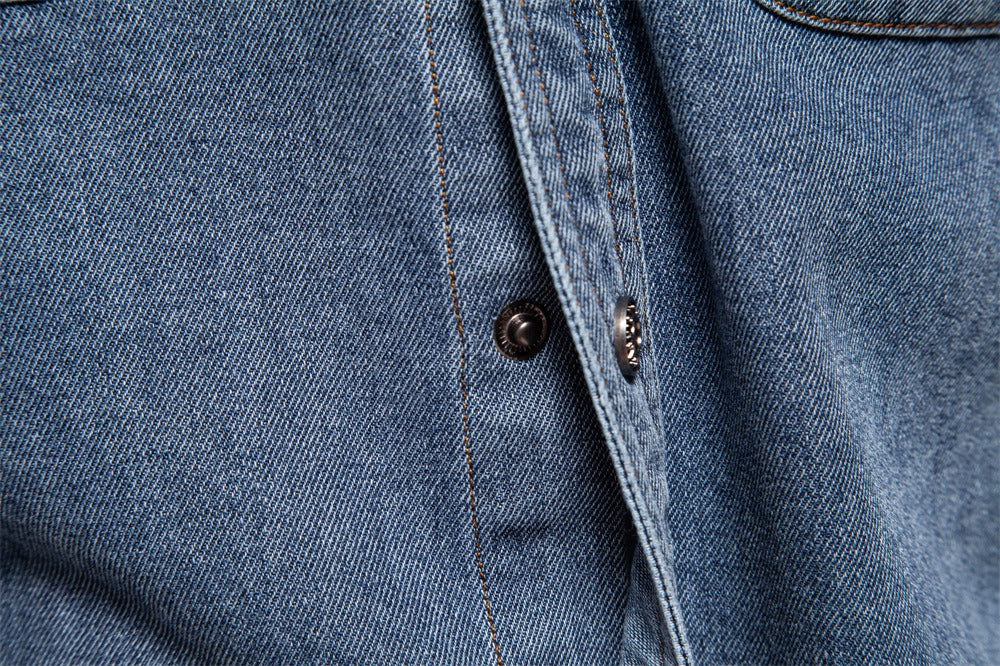 Herren-Jeanshemd mit verwaschenem Muster – Langarm, 100 % Baumwolle, lässiges Button-Up-Oberteil | 6025