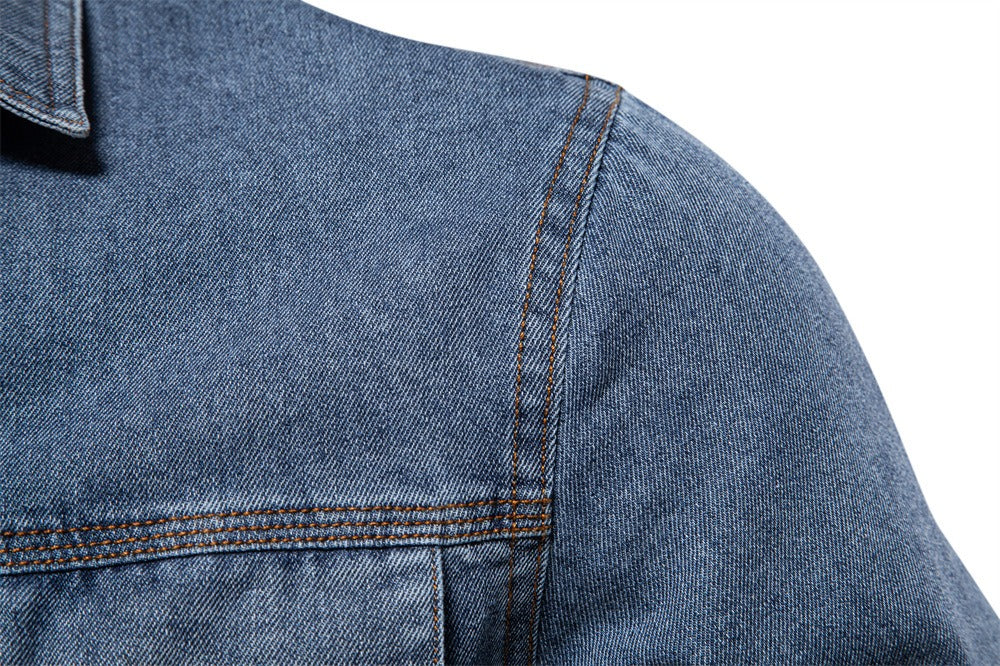 Herren-Jeanshemd mit verwaschenem Muster – Langarm, 100 % Baumwolle, lässiges Button-Up-Oberteil | 6025