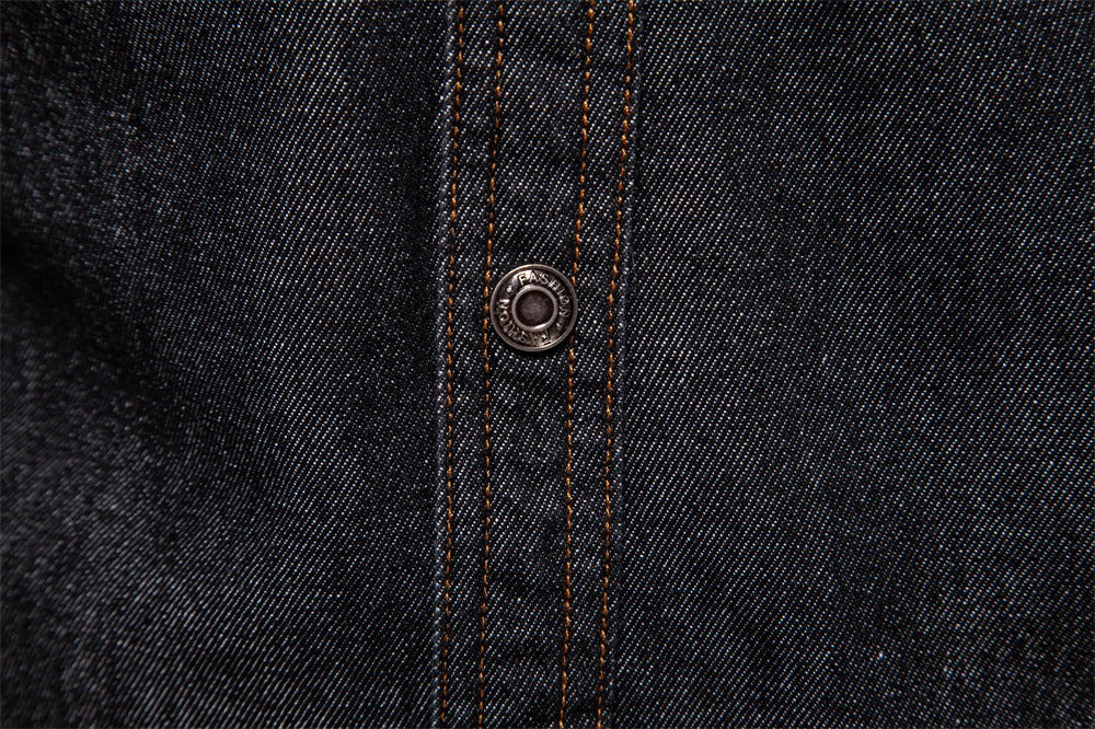 Herren-Jeanshemd mit verwaschenem Muster – Langarm, 100 % Baumwolle, lässiges Button-Up-Oberteil | 6025