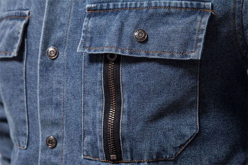 Herren-Jeanshemd aus gewaschener Baumwolle im Euro-Fit – Langarm, einfarbig, lässig, zum Zuknöpfen | 6028