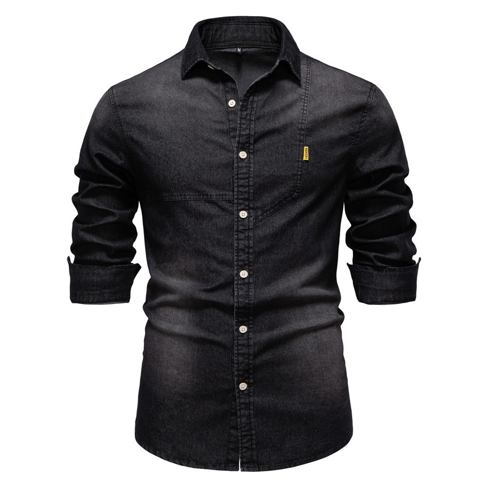 Herren Slim-Fit Jeanshemd - 2025 Frühling Lässiges Langarmshirt | 6036