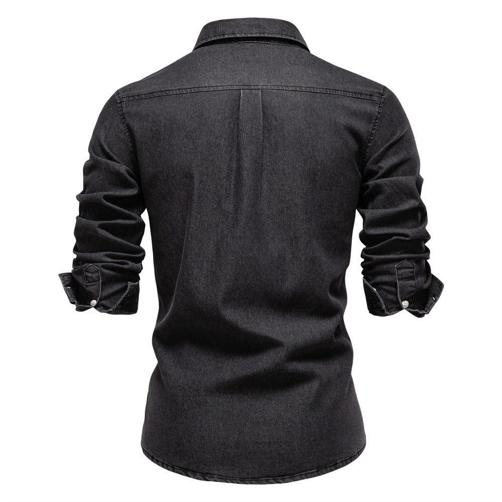 Herren Slim-Fit Jeanshemd - 2025 Frühling Lässiges Langarmshirt | 6036