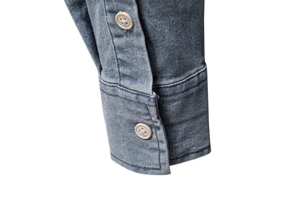 Herren Slim-Fit Jeanshemd - 2025 Frühling Lässiges Langarmshirt | 6036