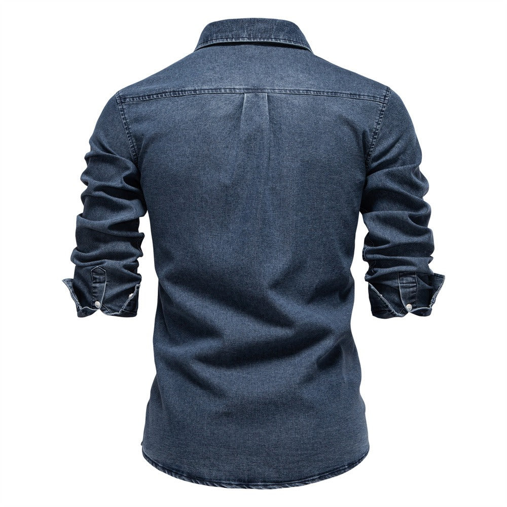 Herren Slim-Fit Jeanshemd - 2025 Frühling Lässiges Langarmshirt | 6036