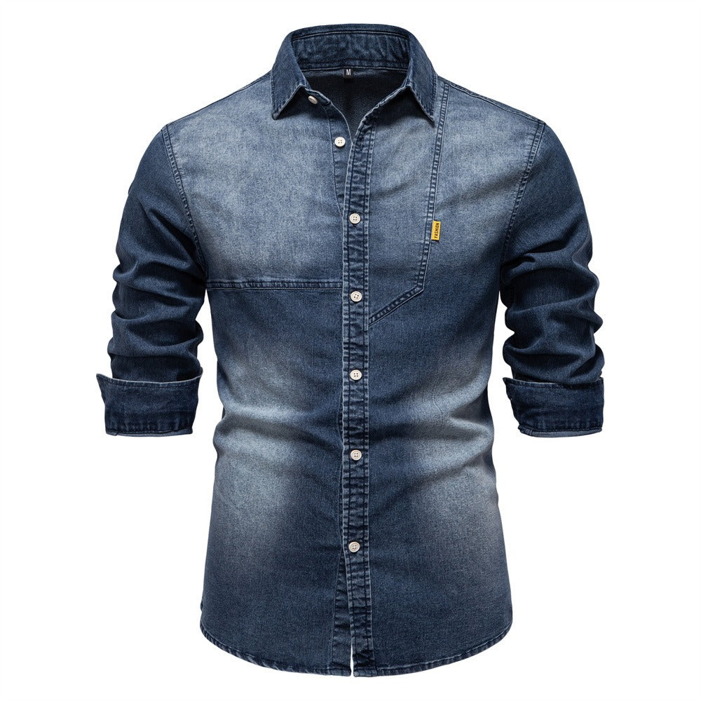 Herren Slim-Fit Jeanshemd - 2025 Frühling Lässiges Langarmshirt | 6036