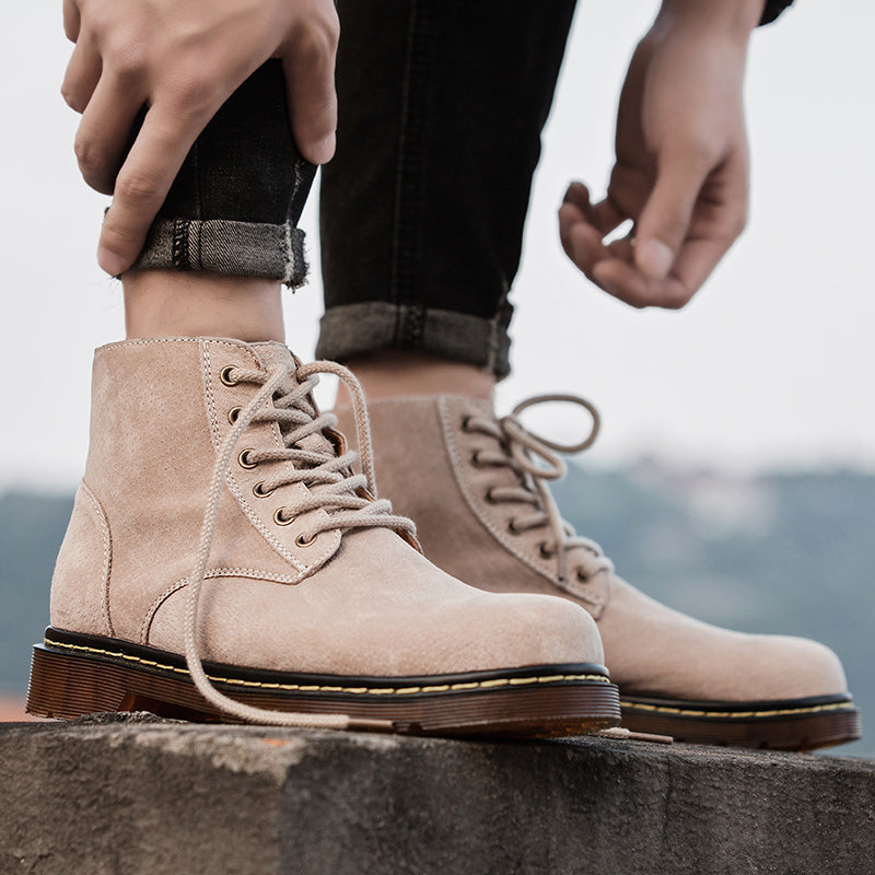 Britische Retro-Lederstiefeletten für Herren, modische Thermo-Outdoor-Schuhe | 8916