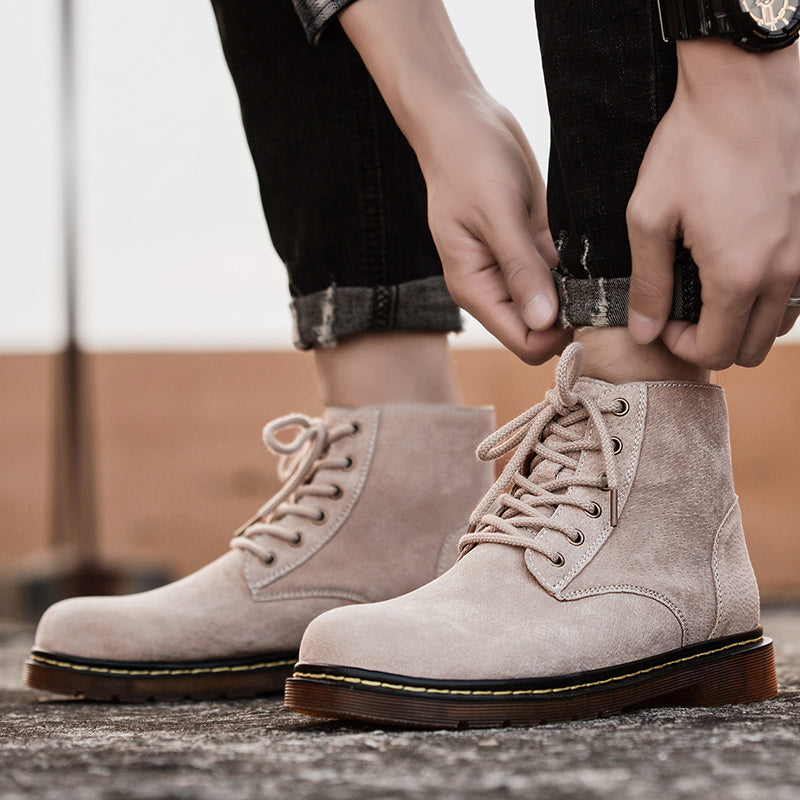 Britische Retro-Lederstiefeletten für Herren, modische Thermo-Outdoor-Schuhe | 8916