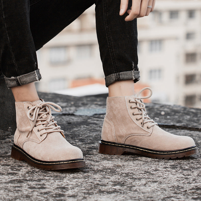 Britische Retro-Lederstiefeletten für Herren, modische Thermo-Outdoor-Schuhe | 8916