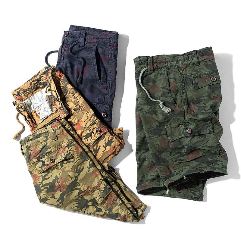 Herren Camouflage Baumwolle Cargo Shorts Lässige Multi Taschen Outdoor Militär Shorts | 1101