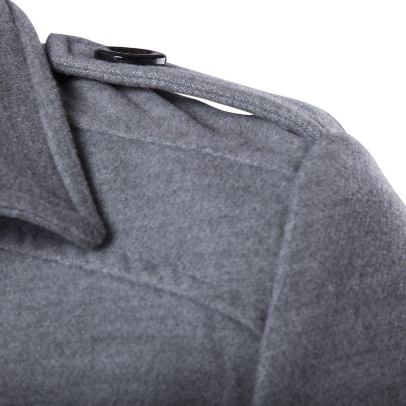 Herren Zweireihiger Wollmantel Mittellang Schmaler Trenchcoat | 3013