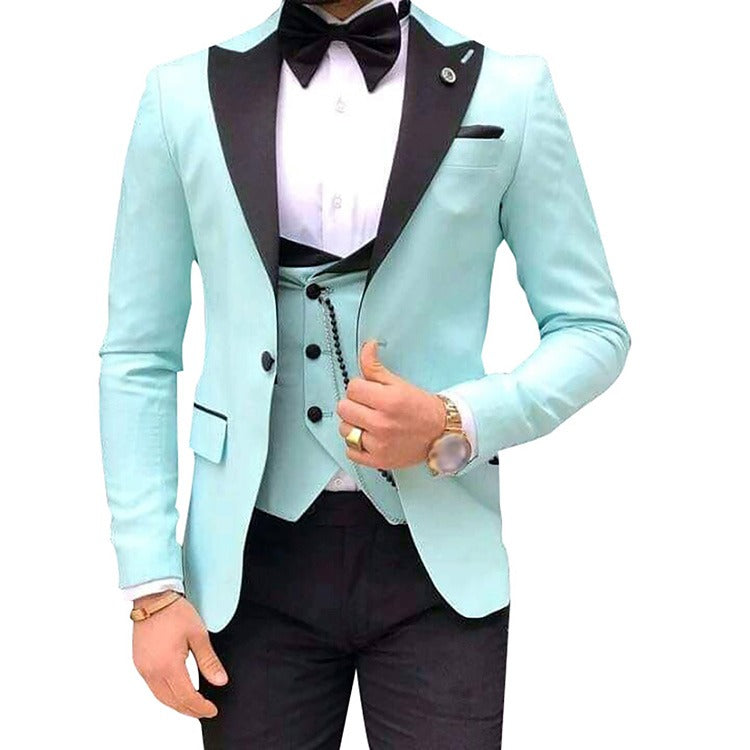 3-teiliger Slim Fit Herrenanzug Bräutigam Formelle Party Abschlussball & Hochzeit Smoking Blazer Jacke Hose & Weste