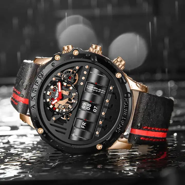 Herren Armbanduhren Militär Sport Quarz Einzigartige Drehdatum Lederarmbanduhr | A9022