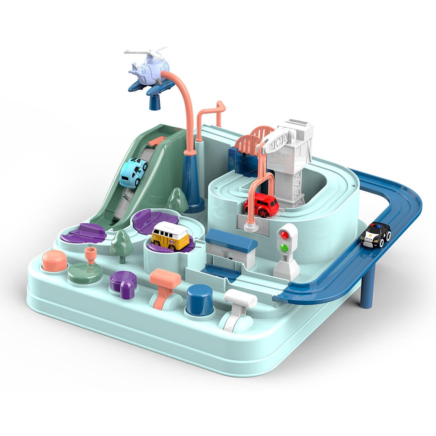 Kinder Abenteuer Fahrzeug Spielzeug Puzzle Stadt Rettung Pädagogische Spielsets Slot Car Track Spielzeug Mini Fernbedienung Autos