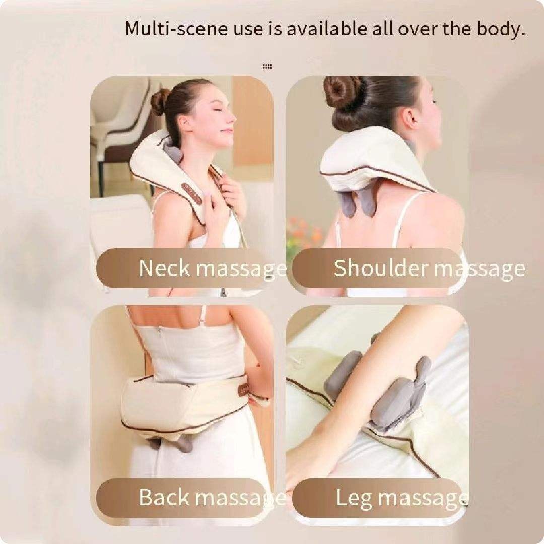 Nacken- und Schultermassagegerät, Wärmetherapie, Nacken, Rücken, kabellos, Knoten, Trapezmuskel-Nackenmassagegerät |