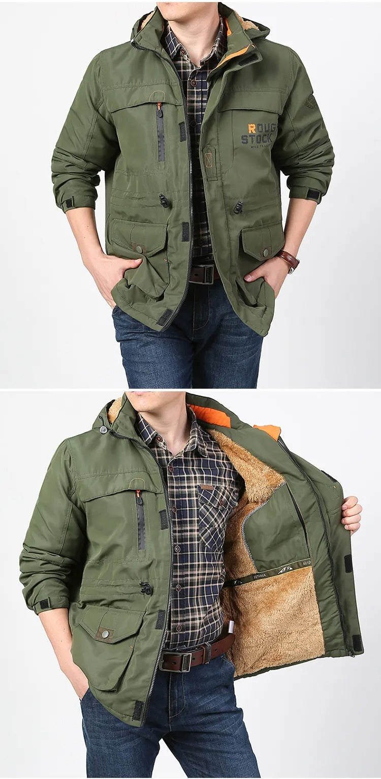 Winter Pufferjacke Plaid Baumwolle Militär Kampf Outdoor Taktischer Parka Mantel mit Kapuze | 086