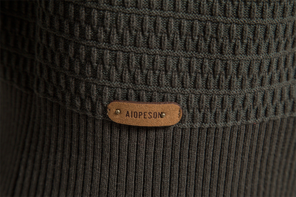 Herren Winter-Cardigan mit durchgehendem Reißverschluss – Strickoberteil aus hochelastischer Baumwolle mit Stehkragen | Y324