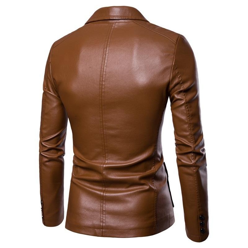Herrenanzug Lederjacke Casual Classic Business Motorrad PU Leder Blazer Mantel | 1412