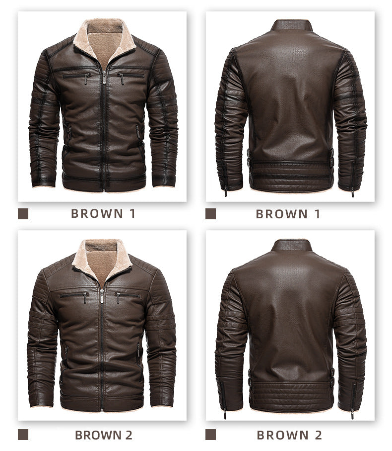 Winterlederjacke aus Europa und den USA, verdicktes Kunstpelz, Plüsch, Wärme, Retro-Simulation, Lederstrukturjacke | KH-209