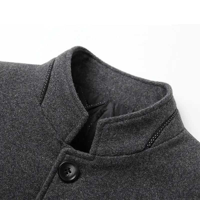 Herren Stehkragen Lange Ärmel Einfarbig Täglich Lässige Wolljacke | J2105