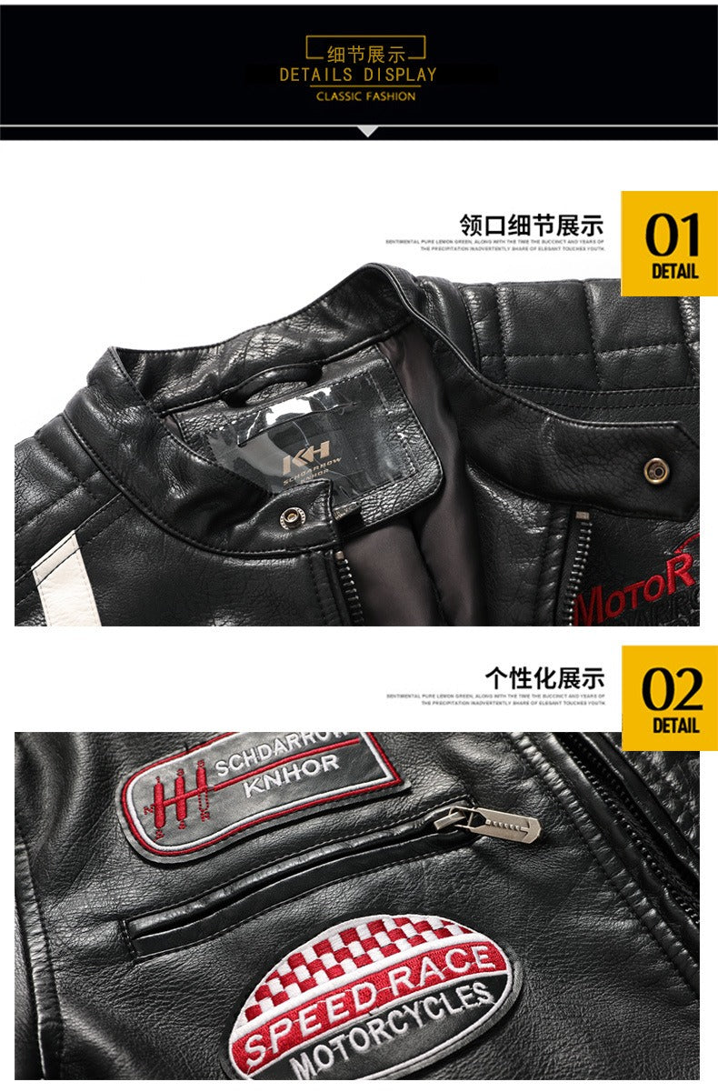 Herren Lederjacke Farblich passende Motorrad Pu Lederjacke | KH-168