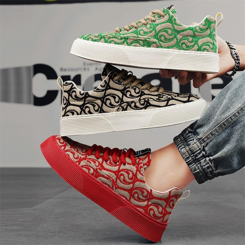 Herren Freizeitschuhe aus besticktem Stoff, niedrige Sneakers, weiche Sohle, trendige Sportschuhe | T24