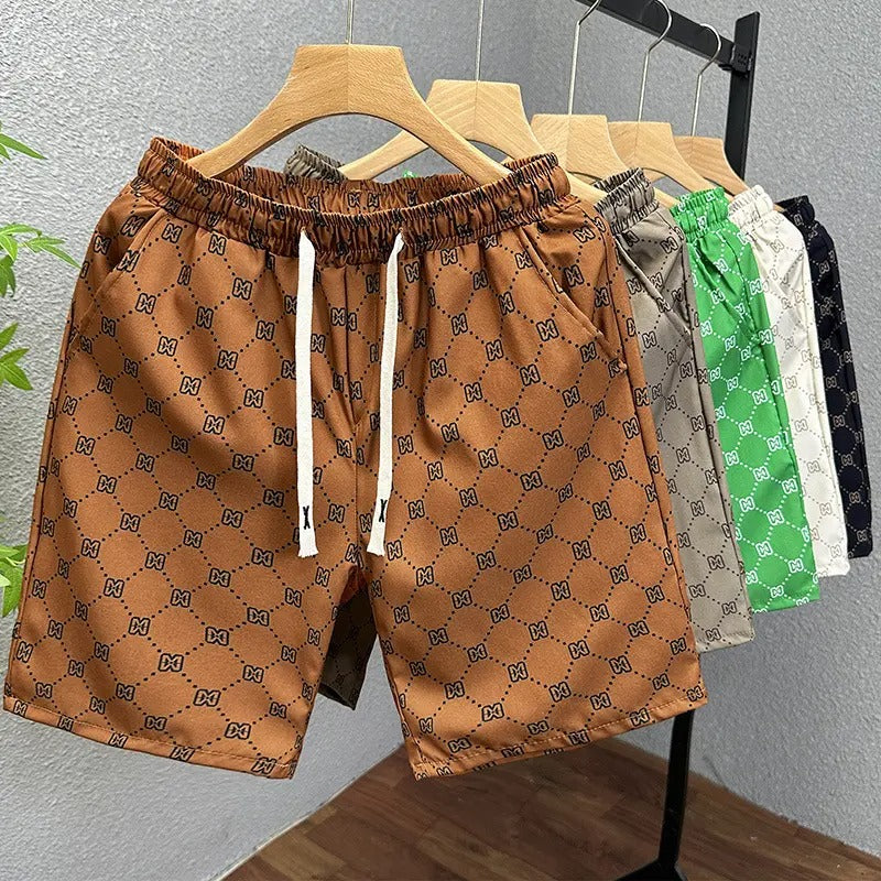 Herren Polyester Casual Shorts mit Taschen Sommer Strand Bedruckte Shorts | Hk081