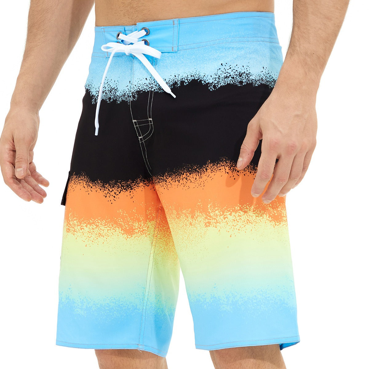 Herren Badehose mit Streifenmuster, Shorts mit Kordelzug, Sommer-Strandshorts | 1053