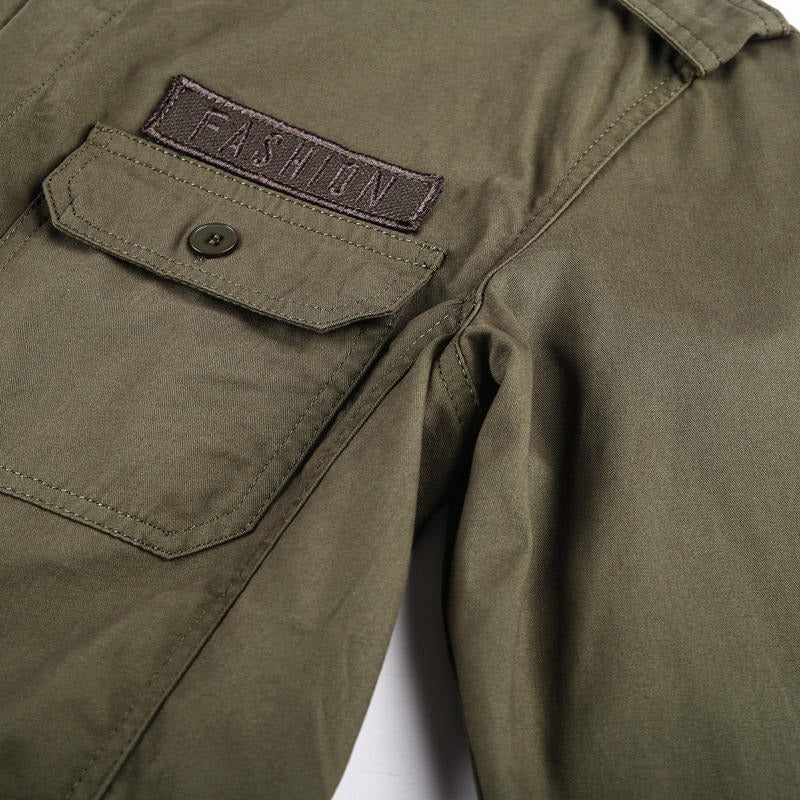 Militärhemd Langarm Outdoor Cargohemden Solide Baumwolle Übergröße Herrenhemd Tops für Männer | 1907
