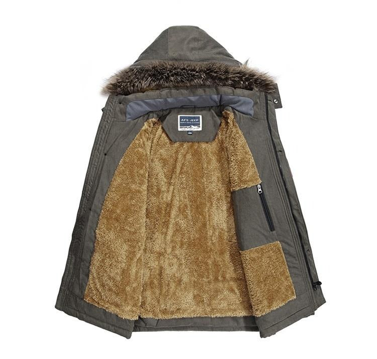 Herren-Baumwolljacke mit Kapuze, dickes Fleecefutter, schmaler Mantel, Parkas, warm, lässig | 7176