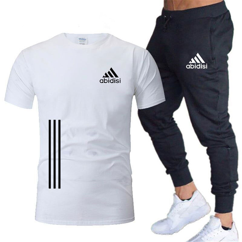 Herren Freizeit Sport Lauf 2 Stück Set Locker Groß T-Shirt & Hose Halbarm Hemden Hosen
