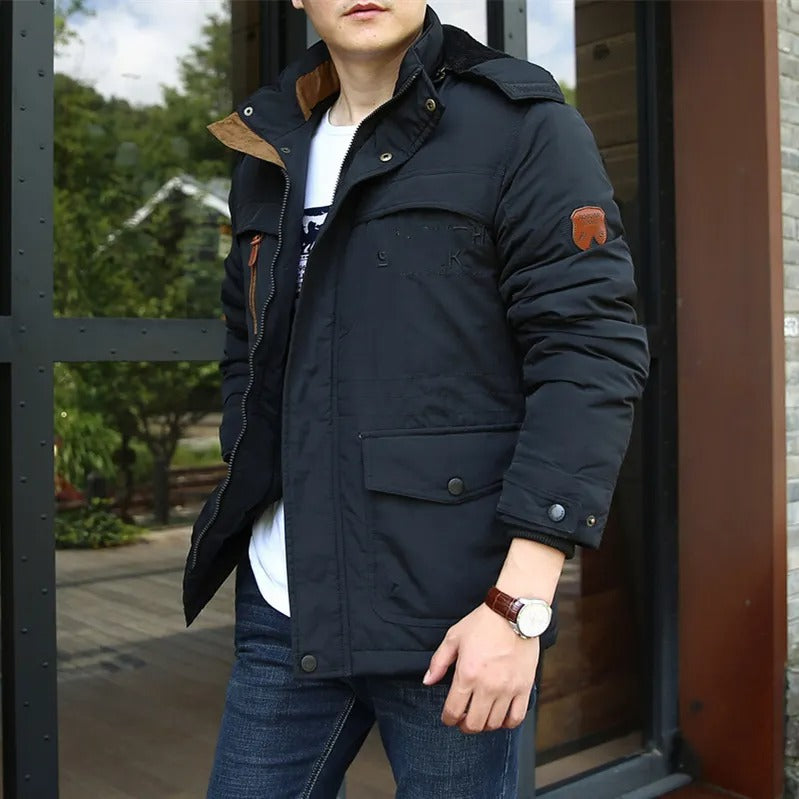 Gepolsterte Parkajacke für Herren im Freien, dicke, warme Winterjacke aus Wolle, Oberbekleidung, Windjacke, Parka-Mäntel | 1133