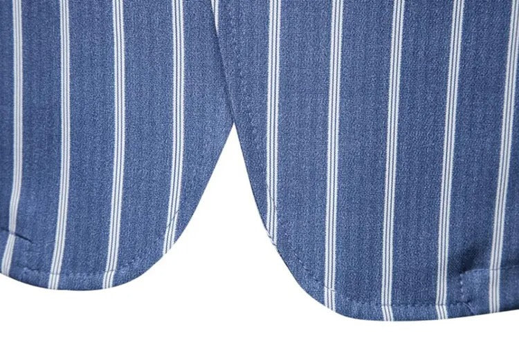 Herren Anzugjacken Blau Gestreift Zwei Knöpfe Party Business Formeller Blazer | 1812