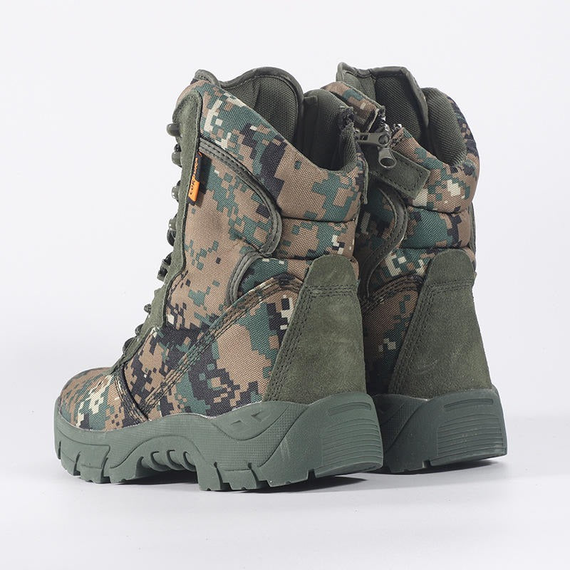 Herren Militärische Taktische Stiefel High-Top Army Camouflage Kampf Wanderschuhe mit seitlichem Reißverschluss | 101