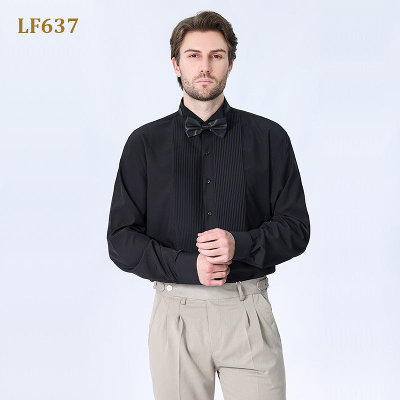 Doppelt plissiertes Herrenhemd Business High-End Anzug Französisches Hemd | LF631