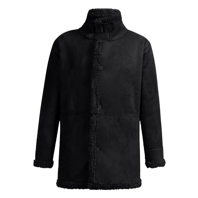 Herren Winter Warmer Pelz Trenchcoat Dicke Mittellange Jacke | B024