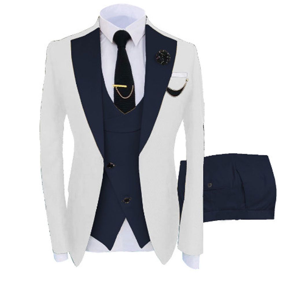 Herrenanzug, 3-teilig, maßgeschneidert, zweifarbig, für den Bräutigam, Hochzeit, Slim Fit, Blazer, Jacke, Weste, Hose, Smoking | LR908