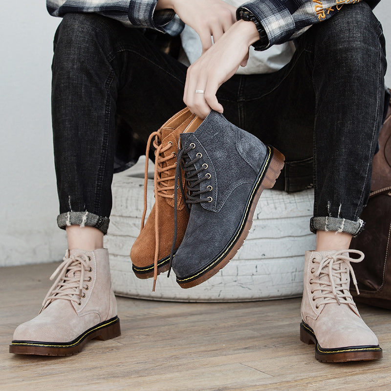 Britische Retro-Lederstiefeletten für Herren, modische Thermo-Outdoor-Schuhe | 8916