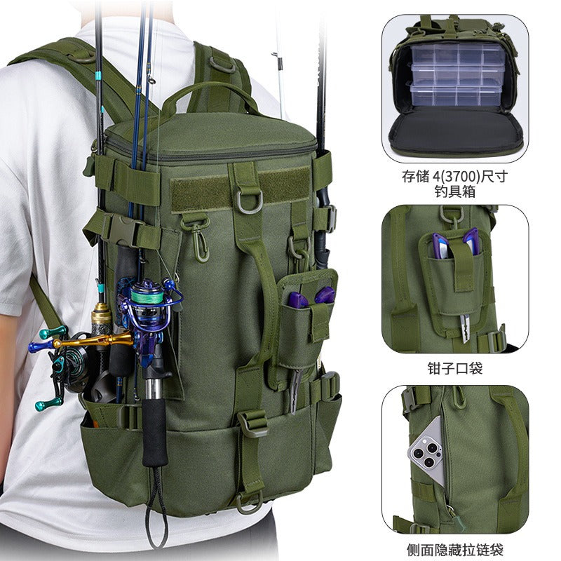 HENGTU Wasserdichter Angelrucksack – Ködertasche mit Nass-Trocken-Trennung | 730