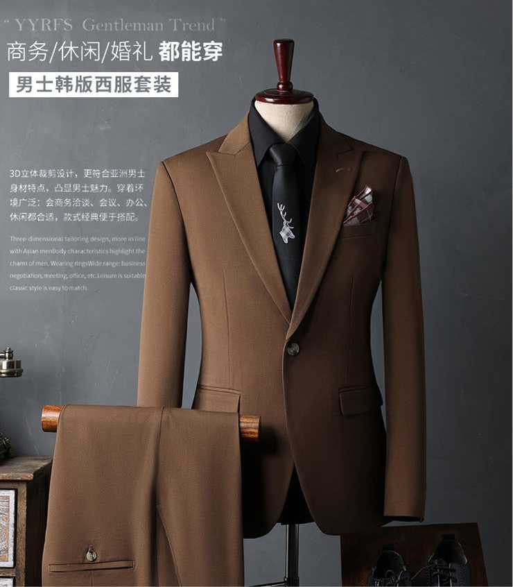 Herren Premium 3-teiliger Anzug Hochzeitskleid Business Smoking Smart Fit 3-teiliges Einreiher-Anzug-Set | S8018