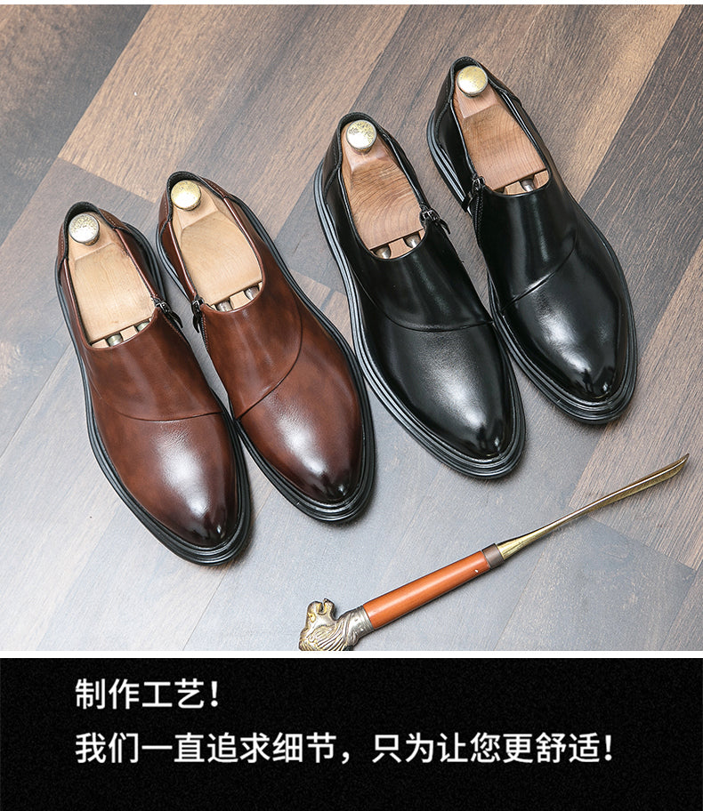Herren Business-Loafer mit spitzer Zehenpartie und Reißverschluss, edel, gutaussehend, formelle Abendschuhe | 7823