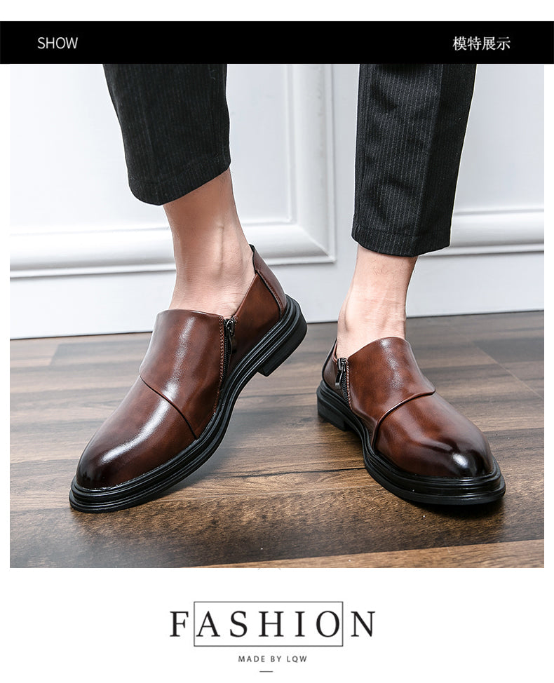 Herren Business-Loafer mit spitzer Zehenpartie und Reißverschluss, edel, gutaussehend, formelle Abendschuhe | 7823