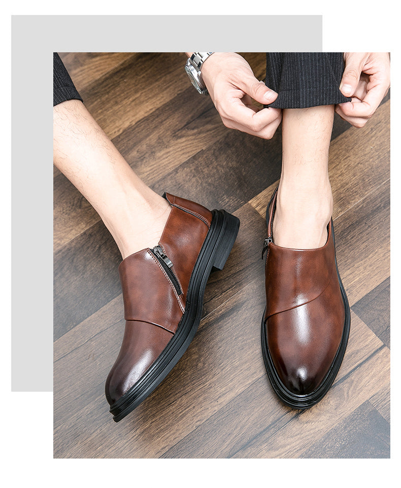 Herren Business-Loafer mit spitzer Zehenpartie und Reißverschluss, edel, gutaussehend, formelle Abendschuhe | 7823