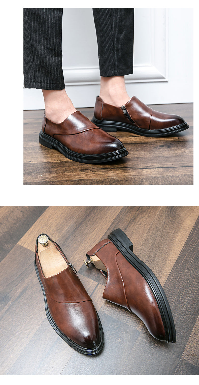 Herren Business-Loafer mit spitzer Zehenpartie und Reißverschluss, edel, gutaussehend, formelle Abendschuhe | 7823